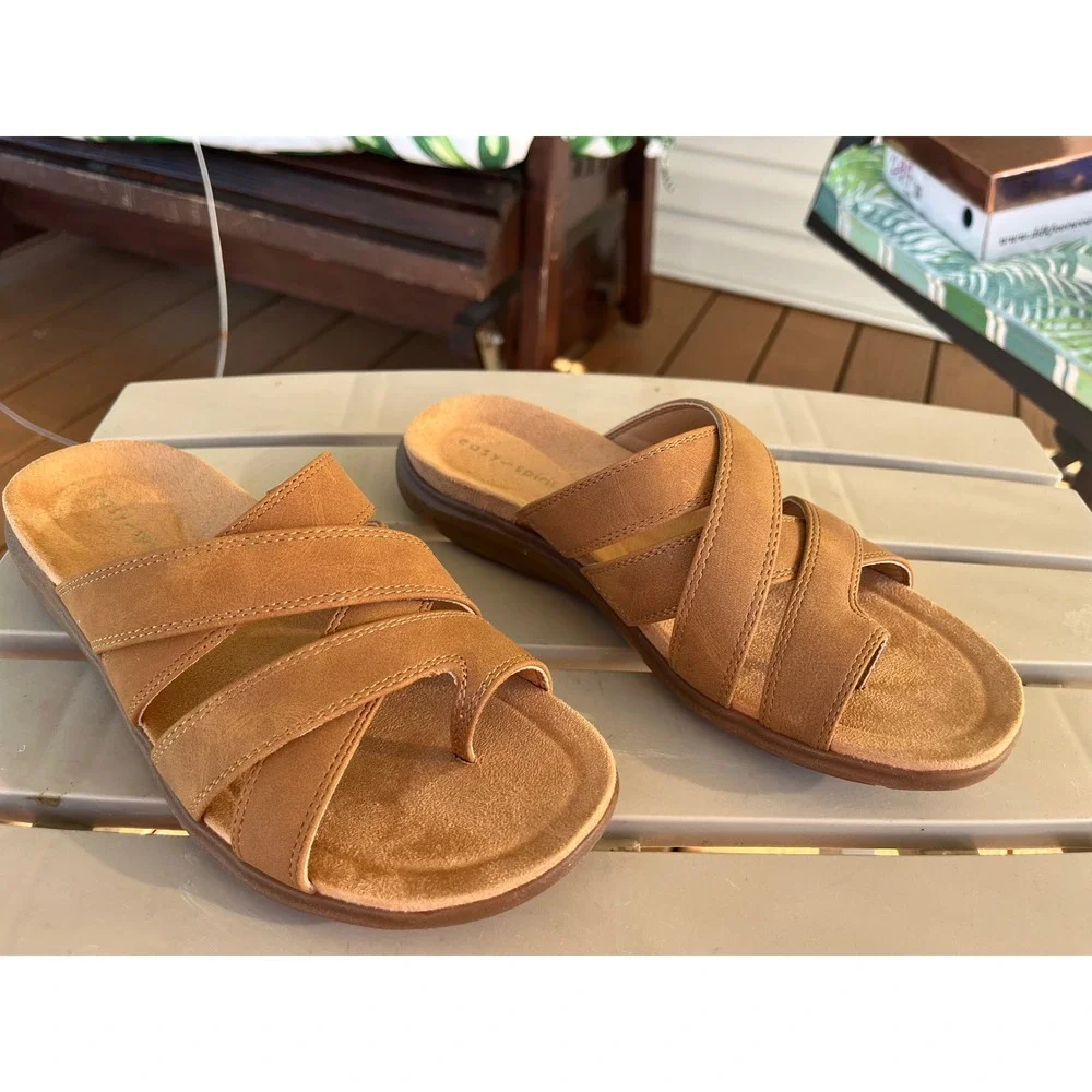Easy Spirit Westly3 Womens 5.5 M Brown Toe Loop Slide Sandals New in Box
